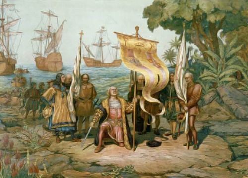 Llegada de Cristobal Colon en la Española en 1492